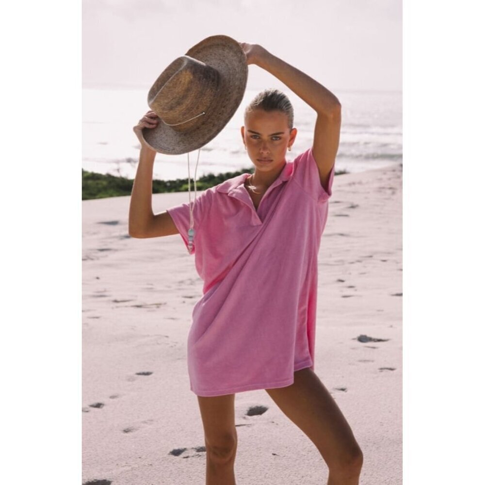 ARAMINTA JAMES TERRY POLO DRESS - FUCHSIA